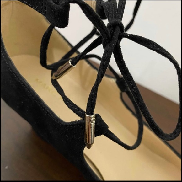 Marc Fisher 5.5 Black Ankle-tie Wedge Points - Picture 6 of 7